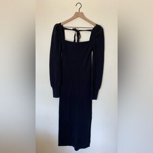 Elegant Black Knit Long Sleeve Dress